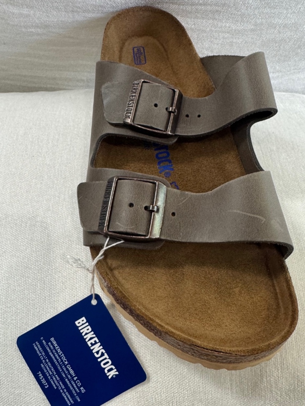 NEW Birkenstock Arizona SFB Antique Anthracite Leather Unisex Sandals EU 42